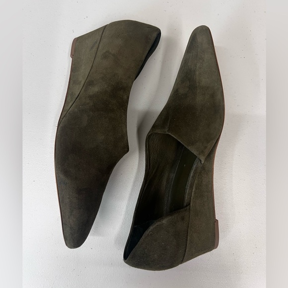Vince New Barolo Olive Green Suede Wedge Heels Size 10 - Picture 3 of 8